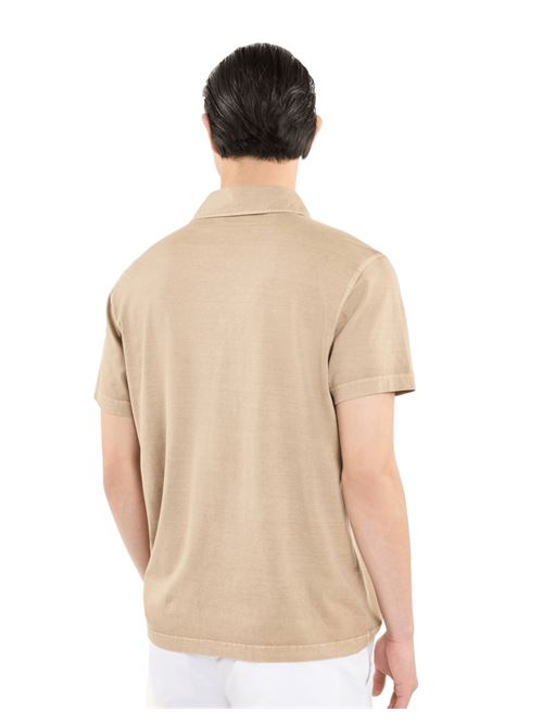 polo uomo jersey di cotone beige FAY | NPMB250143TUY1C209